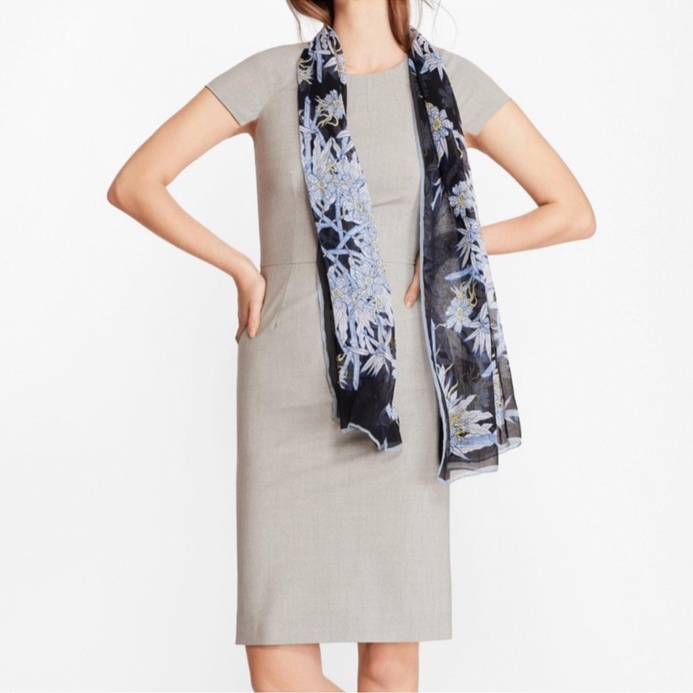 Brooks Brothers Grey Sheath Dress with Cap Sleeves